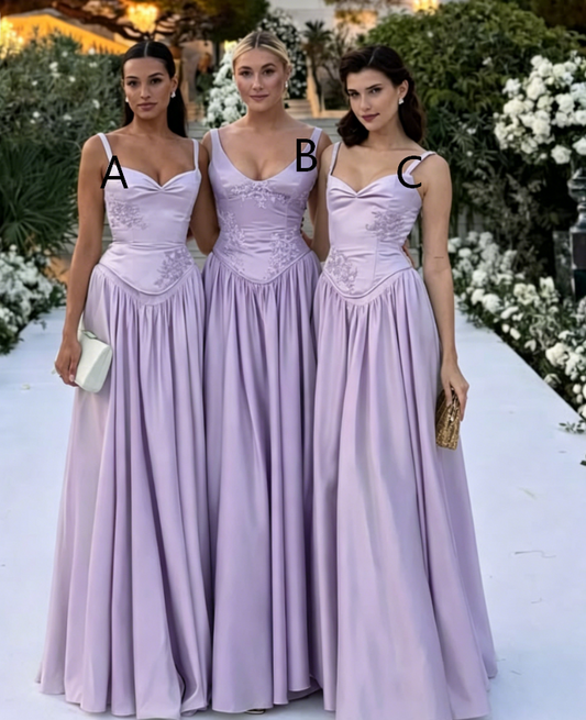 Simple Burgundy Bridesmaid Dress Sheath Satin Long Formal Dress EW07860