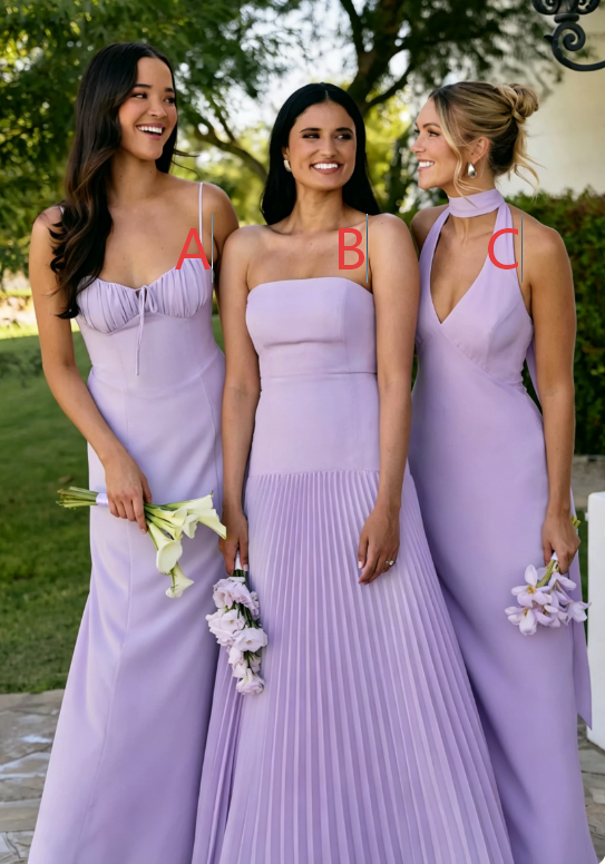 Chic Lavender Bridesmaid Dress Sheath Chiffon Long Evening Dress EW07870