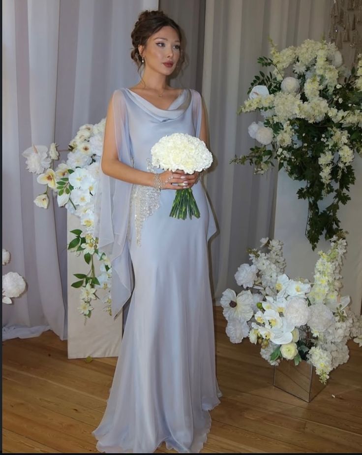 Elegant Blue Bridesmaid Dress V-neck Sheath Chiffon Long Formal Dress EvaFashionDress Elegant Blue Bridesmaid Dress V-neck Sheath Chiffon Long Formal Dress EvaFashionDress
