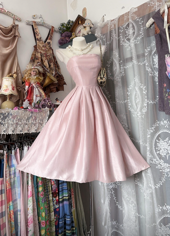 Chic Strapless Birthday Dress A-Line Satin Party Dress Pink Short Prom EvaFashionDress Chic Strapless Birthday Dress A-Line Satin Party Dress Pink Short Prom EvaFashionDress