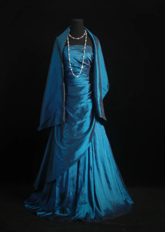 Robe de Bal Bleue Élégante Robe de Soirée Fourreau en Satin sans Bretelles Longue EW08977