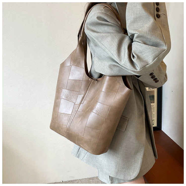 Vintage soft leather large capacity shoulder bag commuter tote bag ED0507