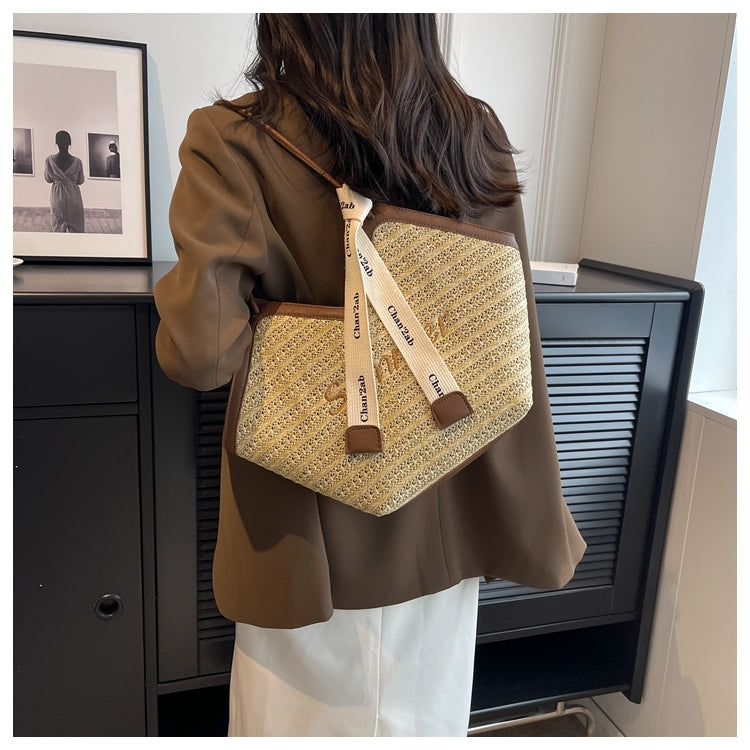 Small versatile straw shoulder bag tote bag ED0446