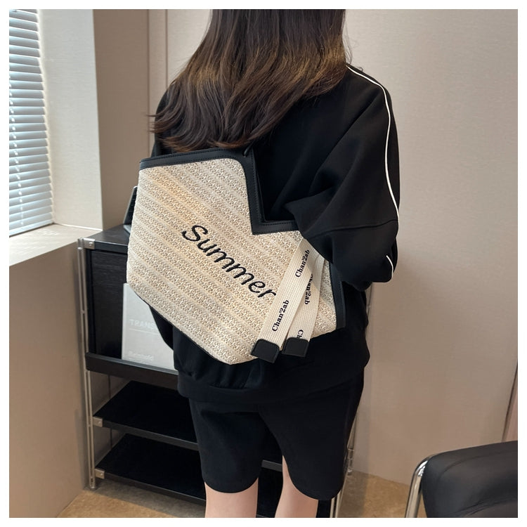 Small versatile straw shoulder bag tote bag ED0446