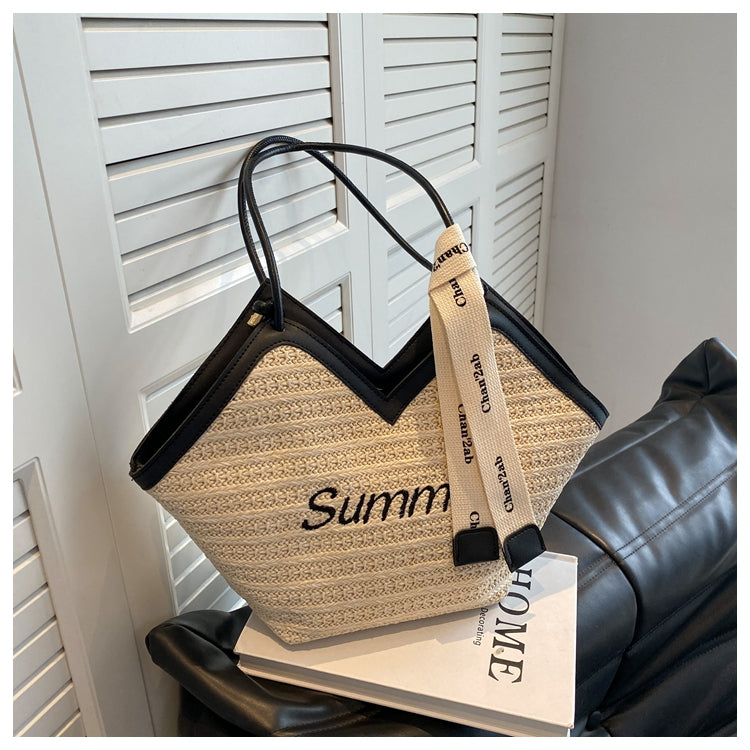 Small versatile straw shoulder bag tote bag ED0446