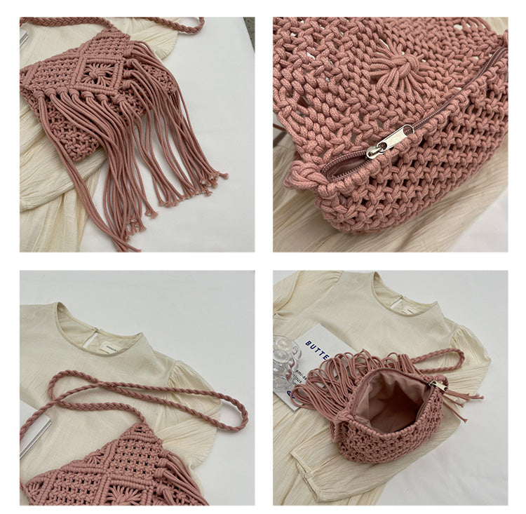 Bohemian Tassel Woven Shoulder Bag Crossbody Bag ED0341