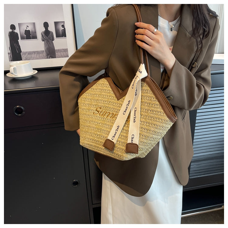 Small versatile straw shoulder bag tote bag ED0446