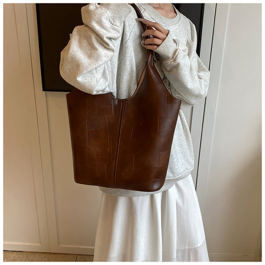 Vintage soft leather large capacity shoulder bag commuter tote bag ED0507