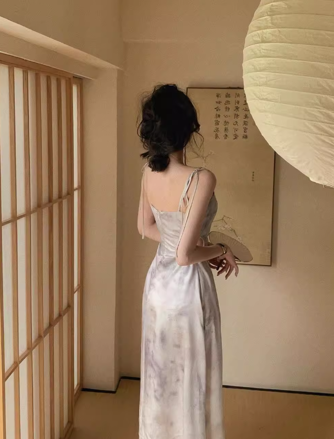 French lace-up suspenders sexy slim dress for women summer exposed waist hollow design skirt ED0103