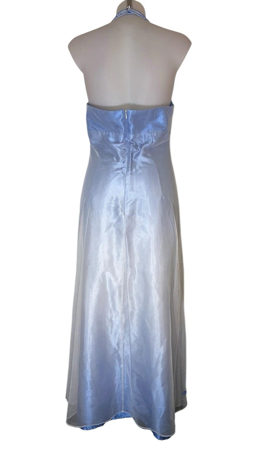 Vintage Gradient Purple Sheath Halter Neck Satin Prom Dress with Beaded Appliques ED01791