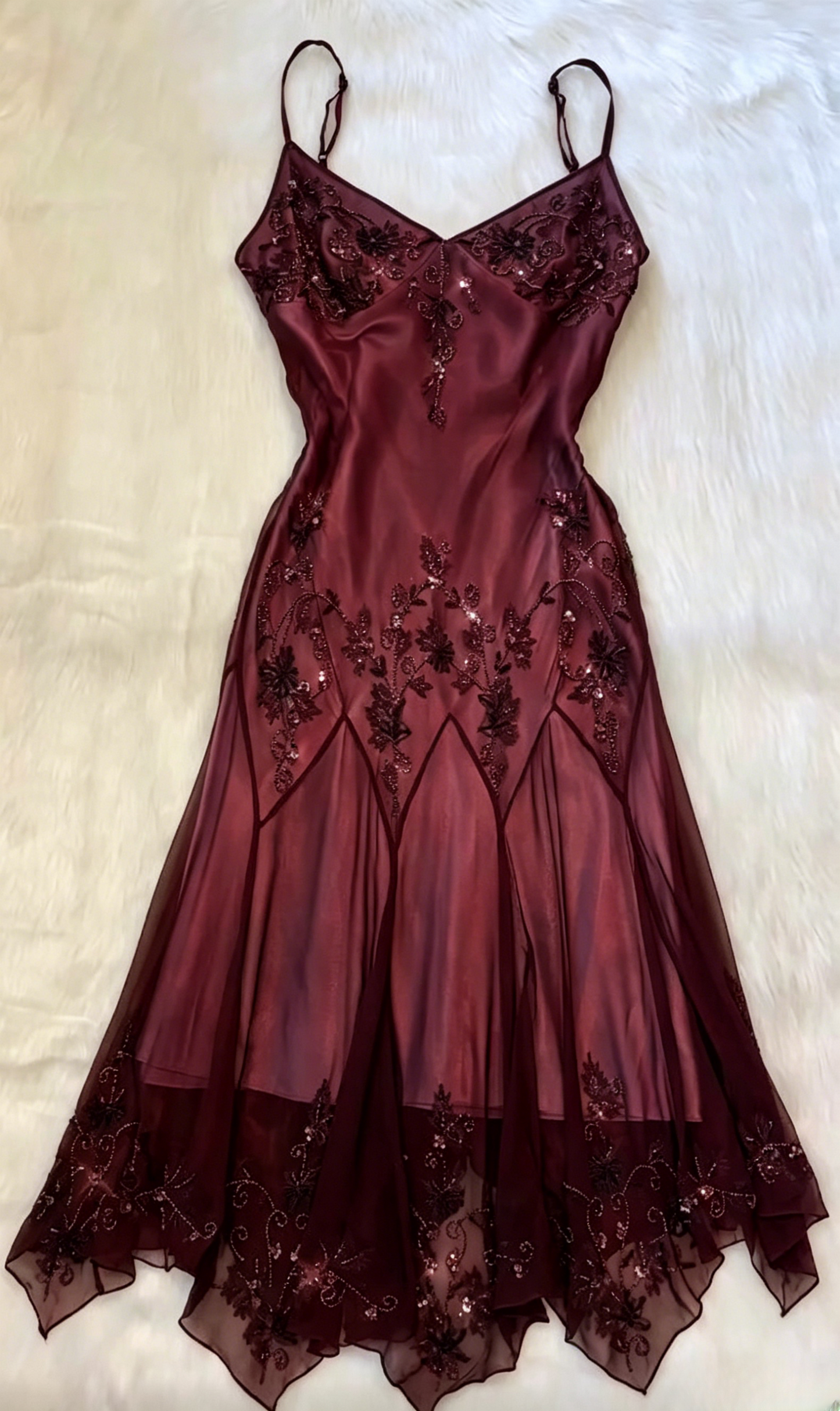 Vintage-Inspired Prom Dresses Under $180🩵Gothic Spaghetti Straps Blue Satin Chiffon Sheath Evening Dress with Beading ED01891