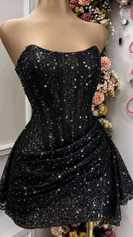 Fashion Pink Strapless Bodycon Short Prom Dresses Glitter Sequin Homecoming Dresses ED02708
