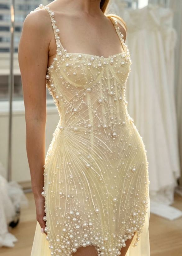 Sweet White Square Neck Sheath Beaded Short Wedding Dress Birthday Evening Gowns ED02963