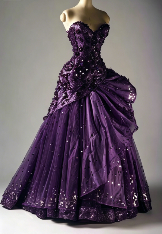 Gorgeous Sweetheart Neck Tulle A-Line Long Prom Dresses Beaded Layered Vintage Evening Gowns ED02979