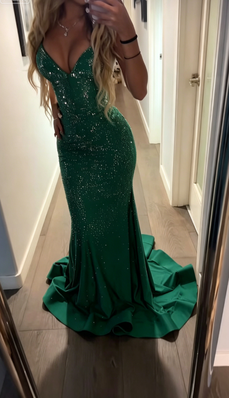 Elegant Spaghetti Strap Sheath Long Prom Dresses Satin Champagne Wedding Guest Dresses ED04784