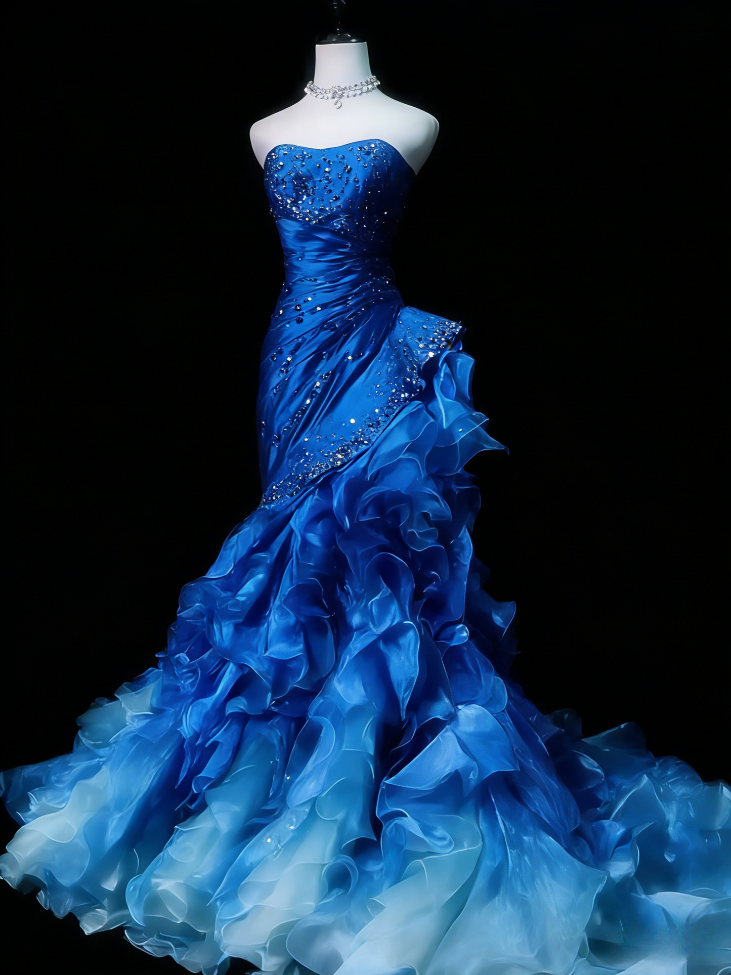 Gorgeous Mermaid Long Prom Dress, Strapless Burgundy Birthday Dress, Satin Tulle Sweet 16 Dress ED05387