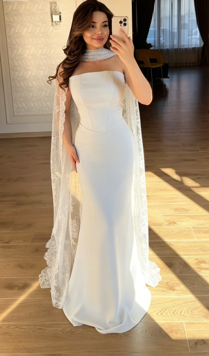 Chic Blue Bridsmaid Dresses Chiffon Sheath Long Prom Dresses Strapless Evening Gowns ED05802