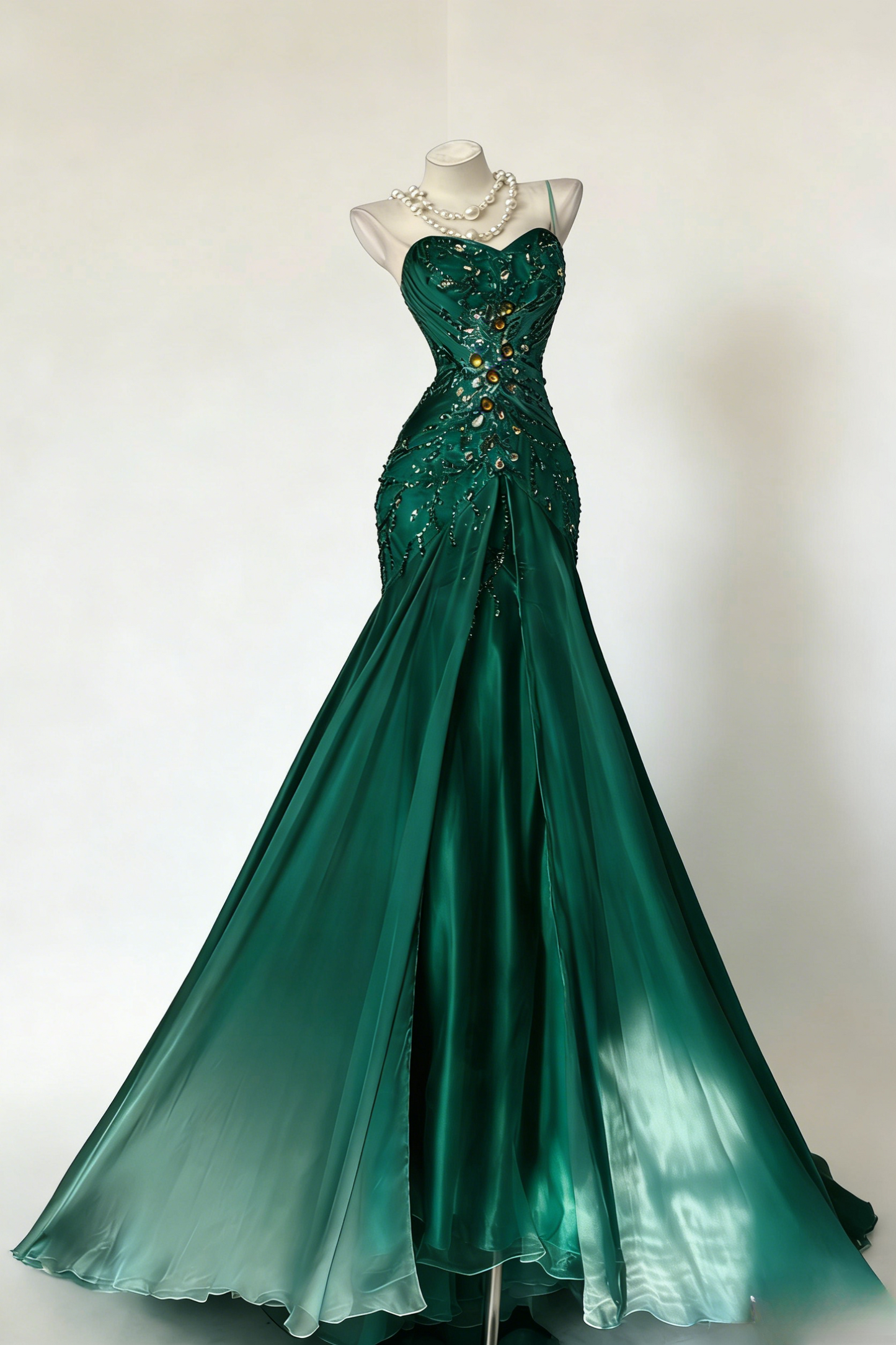 Gorgeous Sheath Blue Long Prom Dress Beaded Chiffon One-shoulder Evening Dress Sleeveless Birthday Dress ED06385