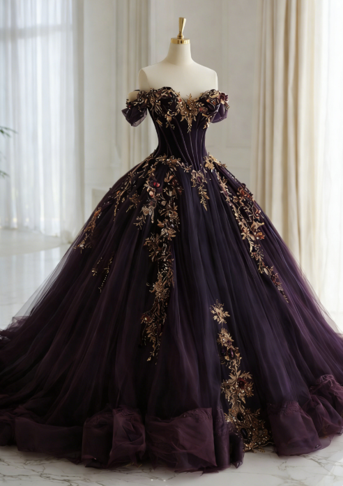 Classy Red Prom Dresses Off-shoulder A-Line Long Quinceanera Dress Tulle Appliques Sleeveless Sweet 16 Dress ED06735