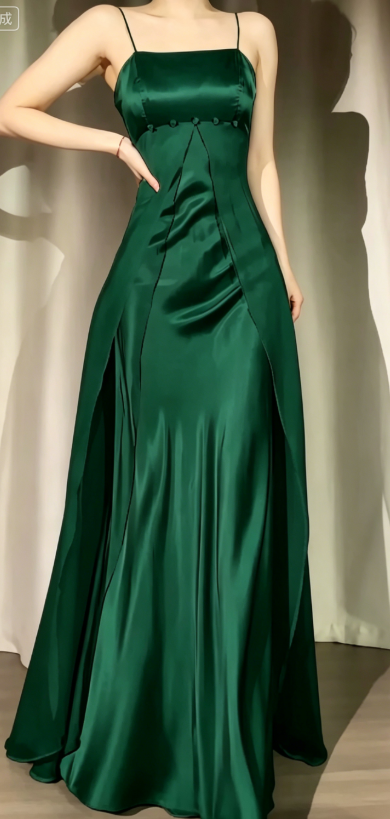 Classy Light Blue Prom Dress Chiffon Satin Sheath Spaghetti Straps Evening Dress ED06865