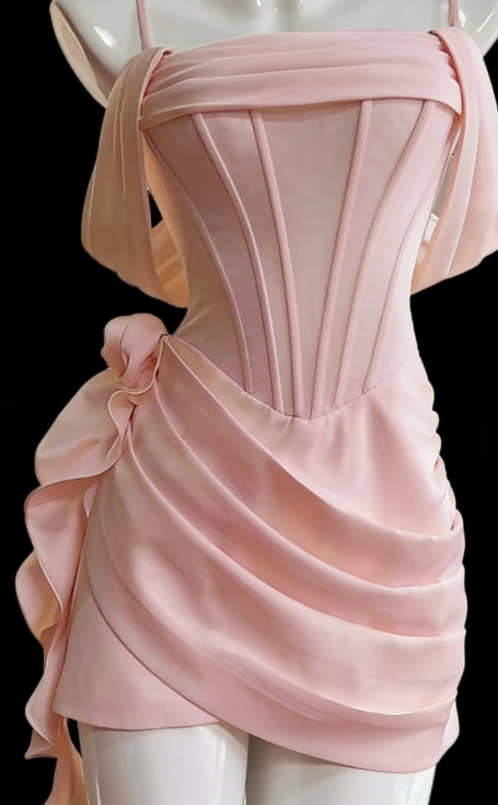 Elegantes kurzes champagnerfarbenes Ballkleid mit Spaghettiträgern, Etuikleid aus Satin, Geburtstagskleid ED07180