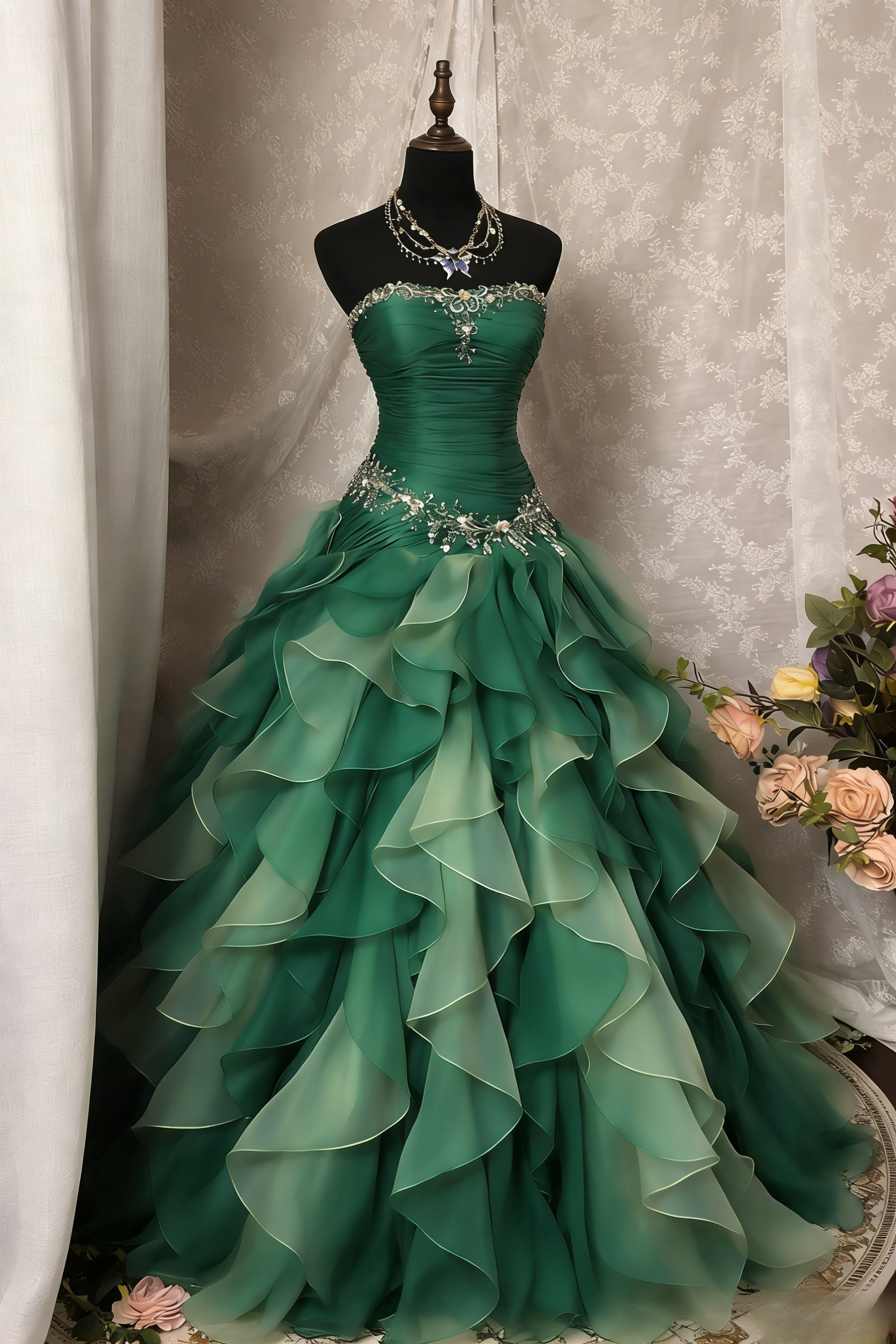 Chic Green Prom Dresses Tulle Strapless Birthday Dress A-Line Long Eve EvaFashionDress Chic Green Prom Dresses Tulle Strapless Birthday Dress A-Line Long Eve EvaFashionDress