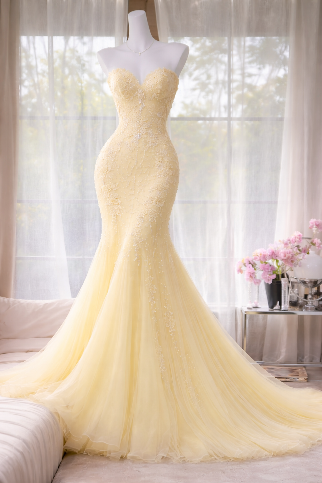 Classy Long Pink Prom Dress Appliques Chiffon Sweetheart Mermaid Evening Dress ED07238