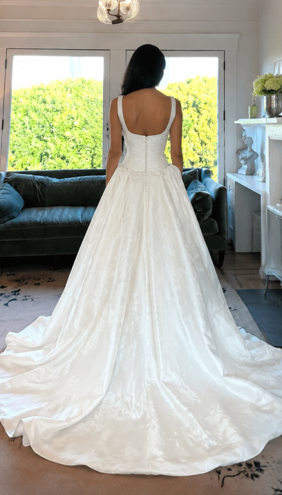 Simple White A-Line Wedding Dress Satin Bridal Gown Sleeveless Straps Bridal Dress ED09412