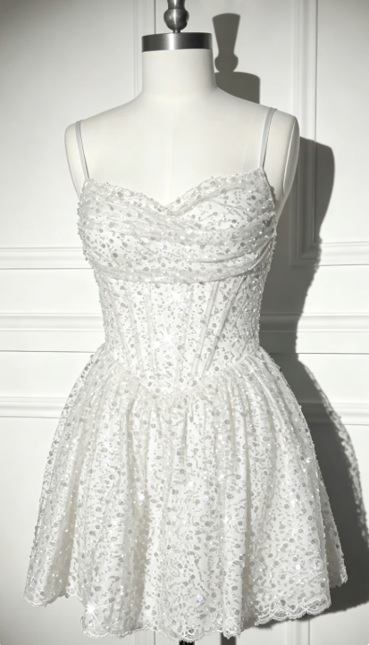 Chic Navy Blue Short Homecoming Dress A-line Sequins Birthday Dress ED09728