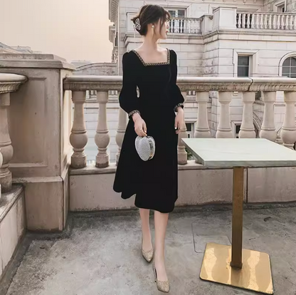 Schwarzes Temperamentkleid High-End-Licht Luxuskleid ED0158