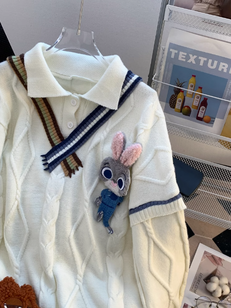 Fake two piece polo neck sweater ED0186