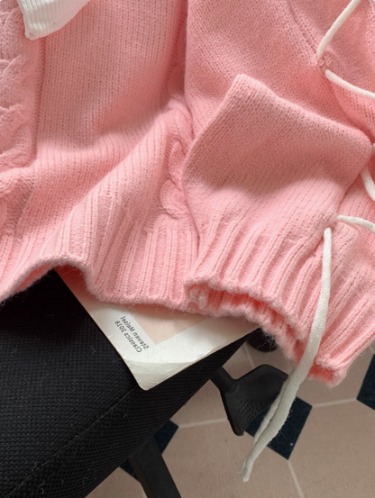 Korean style gentle bowknot V-neck sweater ED0508