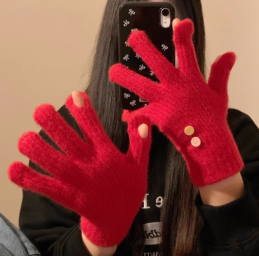 Cute knitted wool touch screen gloves ED0931