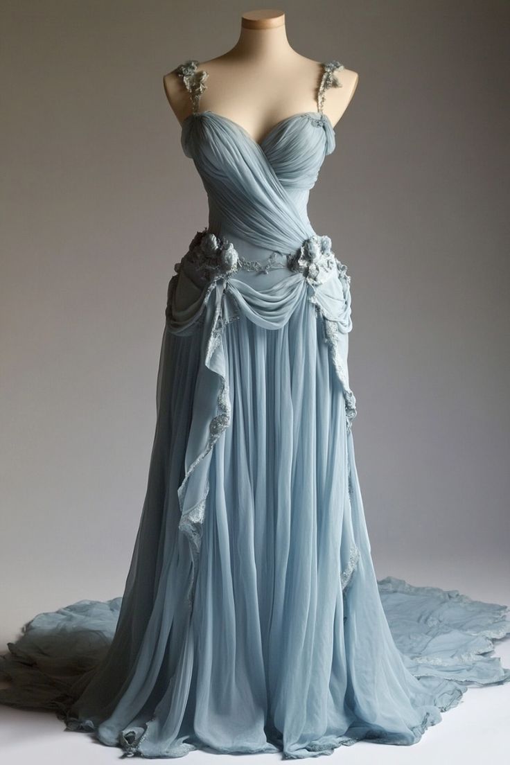 Vintage A-line Sweetheart Neckline Chiffon Lace Long Prom Dress Gentle Evening Dress ED01415