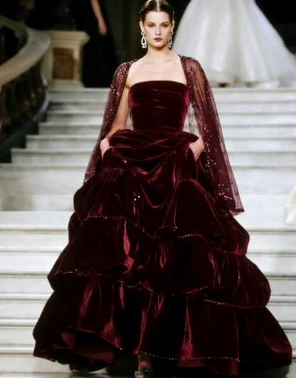 A-Line Burgundy Long Prom Dress 