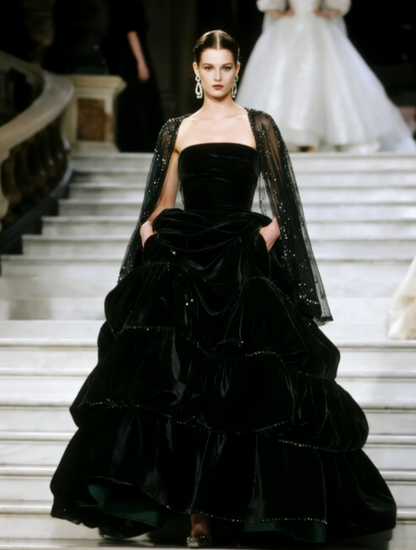 A-line Black Long Prom Dress