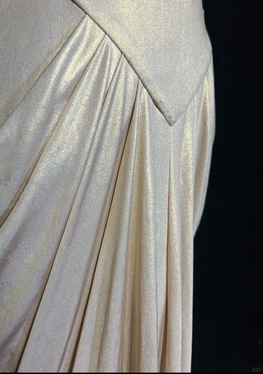 Elegant  Mermaid Long Evening Dress V-neck Satin Champagne Prom Dress  E0131