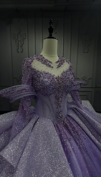 Gorgeous Purple Prom Dress Sweetheart Ball Gown Quinceanera Dress Tulle Sweet 16 Dress EA09203