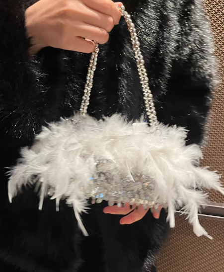 Sequined Fur Handbag, Vintage Evening Handbag EB03935