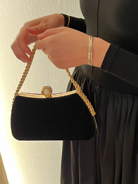 High-end Evening Gown Clutch, Suede Wristbag/Evening Bag EB03937