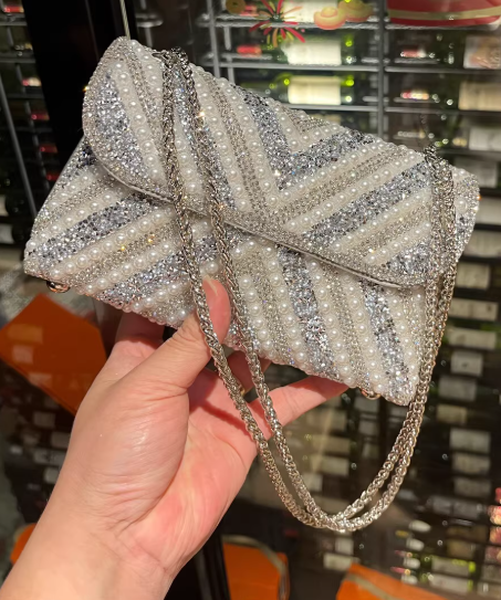 Fashion Rhinestone Pearl Evening Gown Clutch EB03939