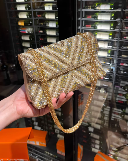 Fashion Rhinestone Pearl Evening Gown Clutch EB03939