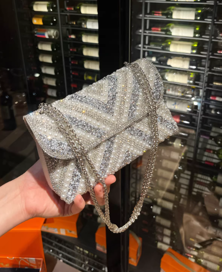 Fashion Rhinestone Pearl Evening Gown Clutch EB03939