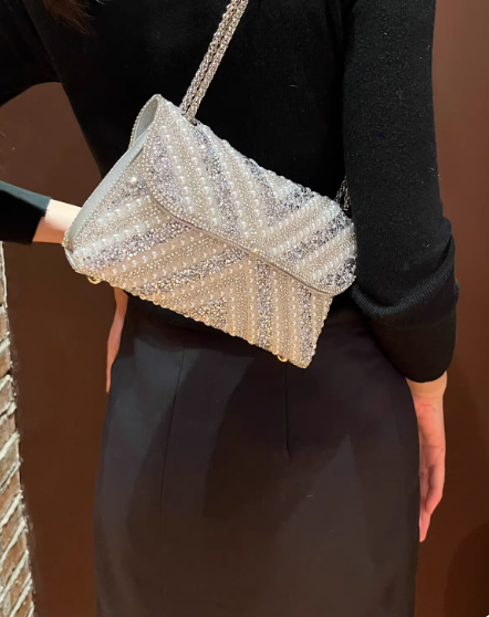 Fashion Rhinestone Pearl Evening Gown Clutch EB03939