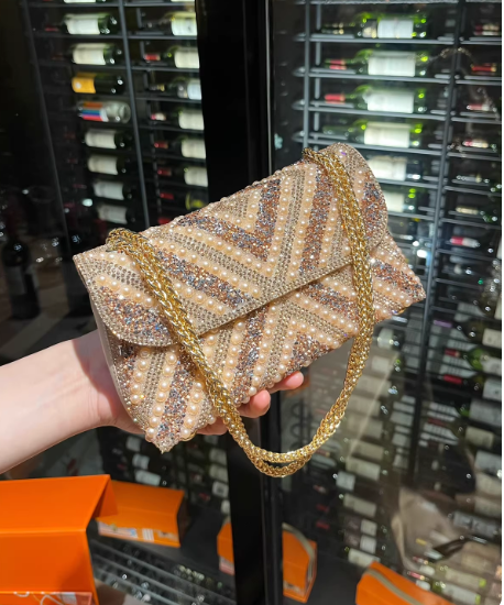 Fashion Rhinestone Pearl Evening Gown Clutch EB03939