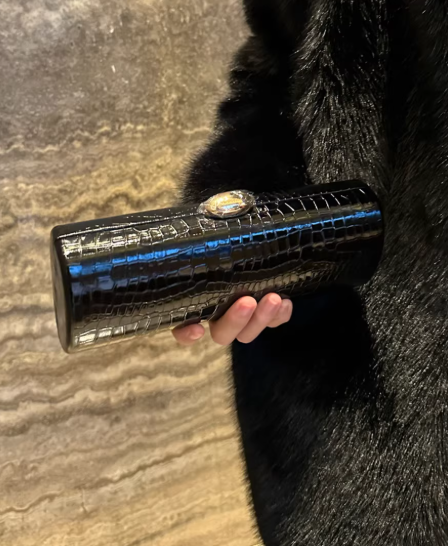 Sparkly Burgundy Evening Clutch - Minimalist Crocodile Pattern Handbag EB03942