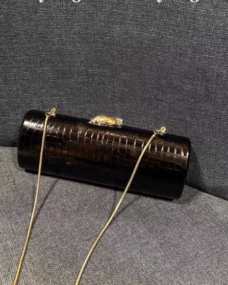 Sparkly Burgundy Evening Clutch - Minimalist Crocodile Pattern Handbag EB03942