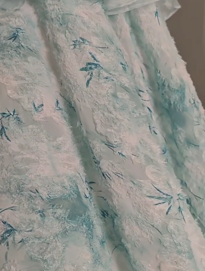 Robe de bal longue en organza bleu floral, coupe trapèze, sans bretelles, robe de bal de fin d'année ED01628