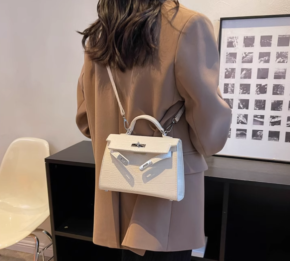 Sac noir nouveau style sac femme mode haut de gamme motif crocodile bandoulière élégant sac à main ED0086