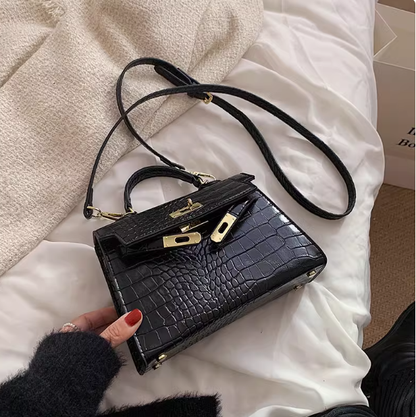 Sac noir nouveau style sac femme mode haut de gamme motif crocodile bandoulière élégant sac à main ED0086